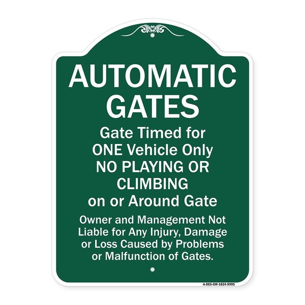Signmission Automatic Gates Gate Timed For One Vehicle Heavy-Gauge Aluminum Sign, 24" x 18", GW-1824-9995 A-DES-GW-1824-9995 - main